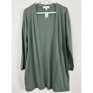 Karen Neuburger Size Small Trellis Green Open Front Longline Cardigan Lagenlook